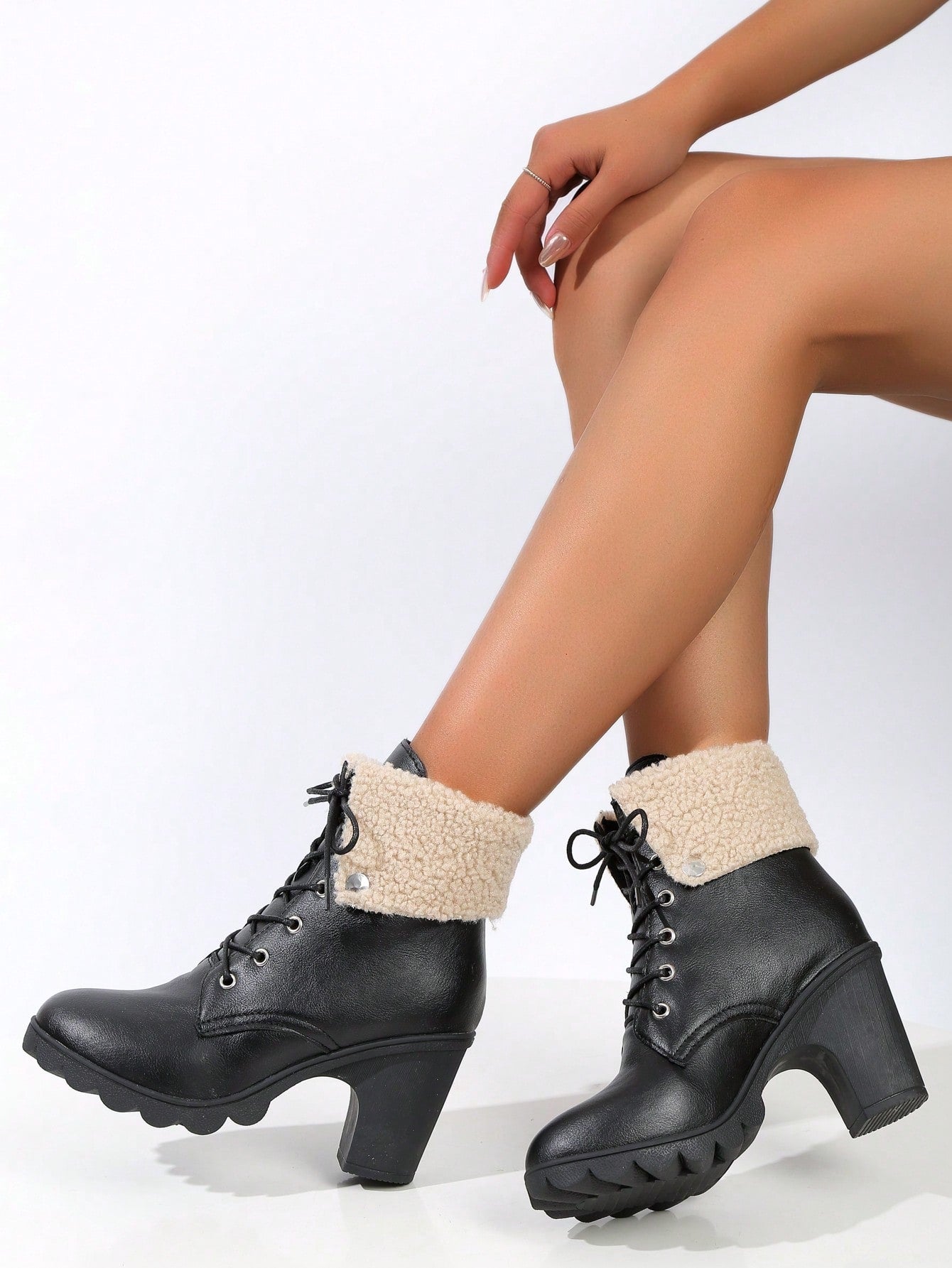 Women's Fashion High Heel Boots-Black-1