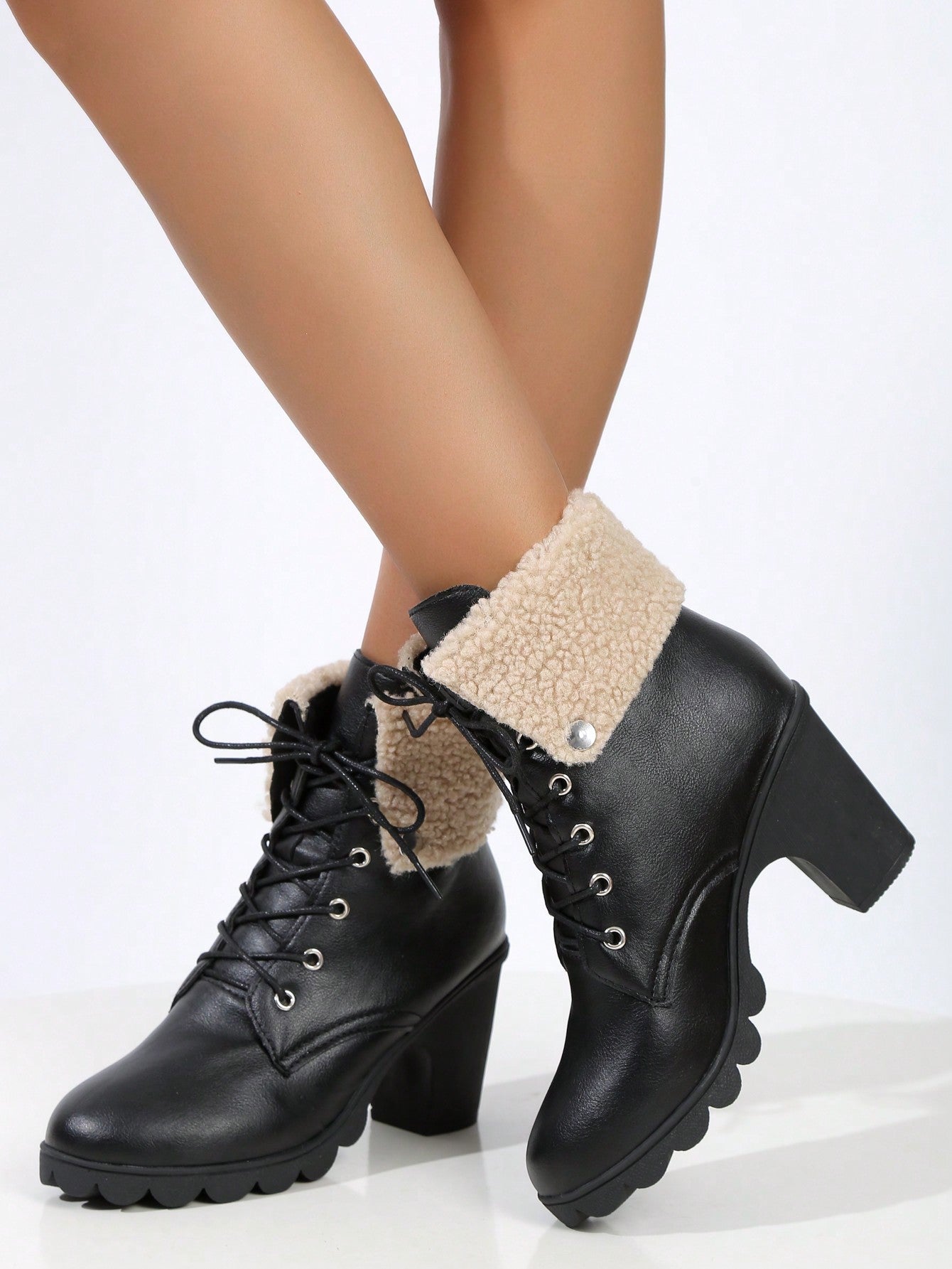 Women's Fashion High Heel Boots-Black-2