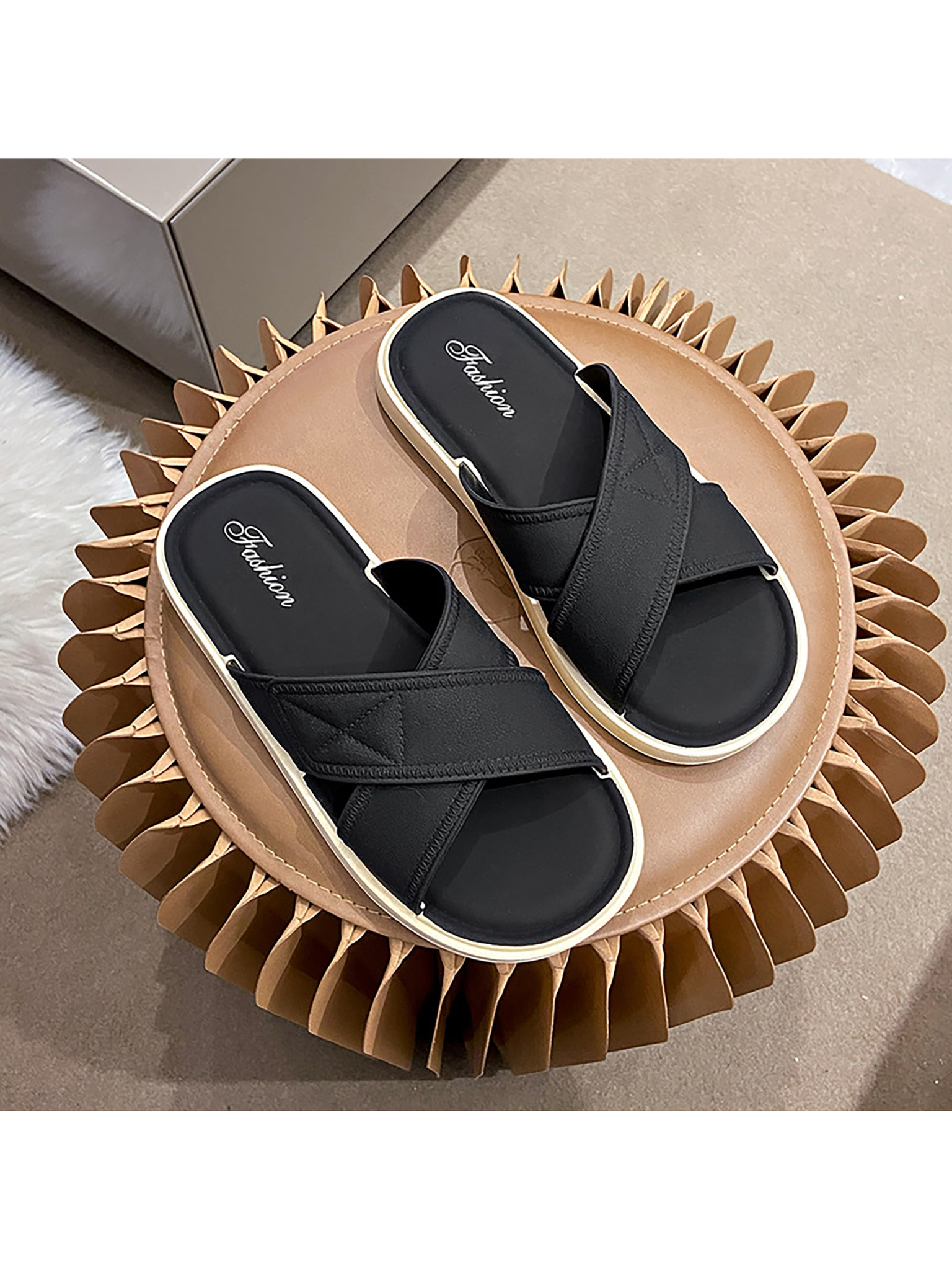 New Arrival Fashionable Simple Elegant Slippers For Home, Bathroom And Outdoor With Soft Pvc Slip-Resistant Bottom, Suitable For Indoor And Outdoor Wear, Fashion Style-Black-2